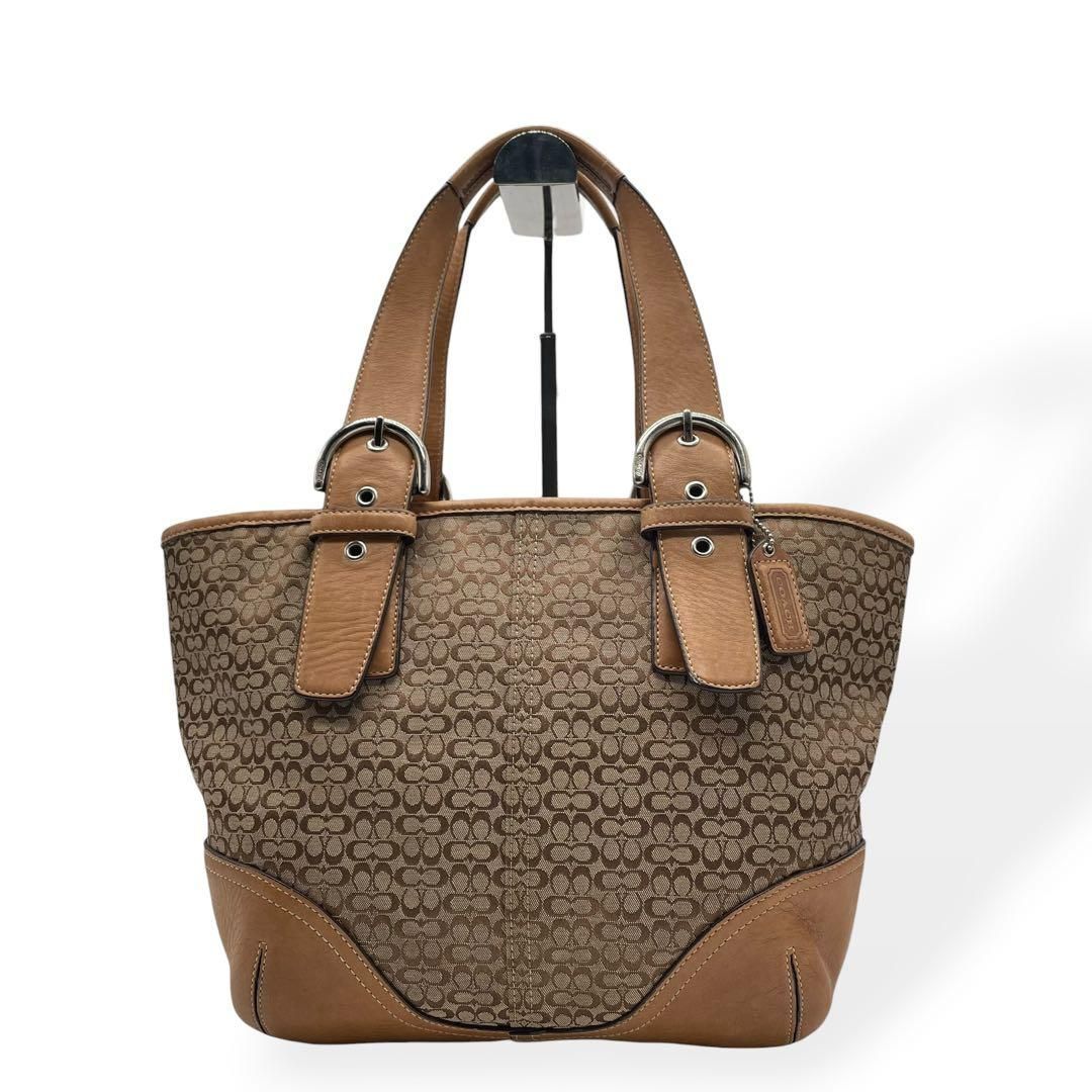 美品　COACH コーチ　ハンドバッグ　マイクロシグネチャー　ブラウン