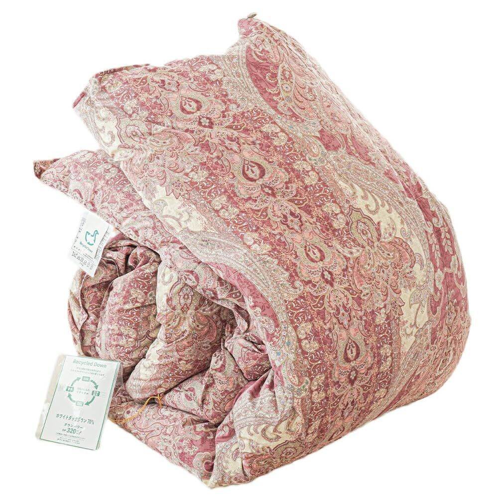 河田フェザー 羽毛布団 シングル 日本製 【 国内パワーアップ加工 リサイクル ダックダウン70％ 1.0kg 】シングルロング 150×210 ピンク 立体キルト 国内洗浄 暖かい リサイクルダウン 再生羽毛 エコ サステナブル★m 3ffe98f5