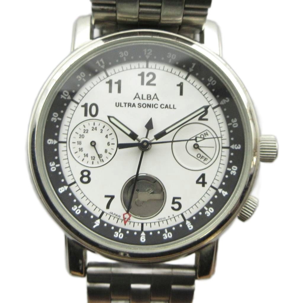 セイコー SEIKO アルバ ALBA V636-0010 腕時計 クォーツ ウォッチ 白文字盤 クロノグラフ シルバー色 ■GY18 /MQ