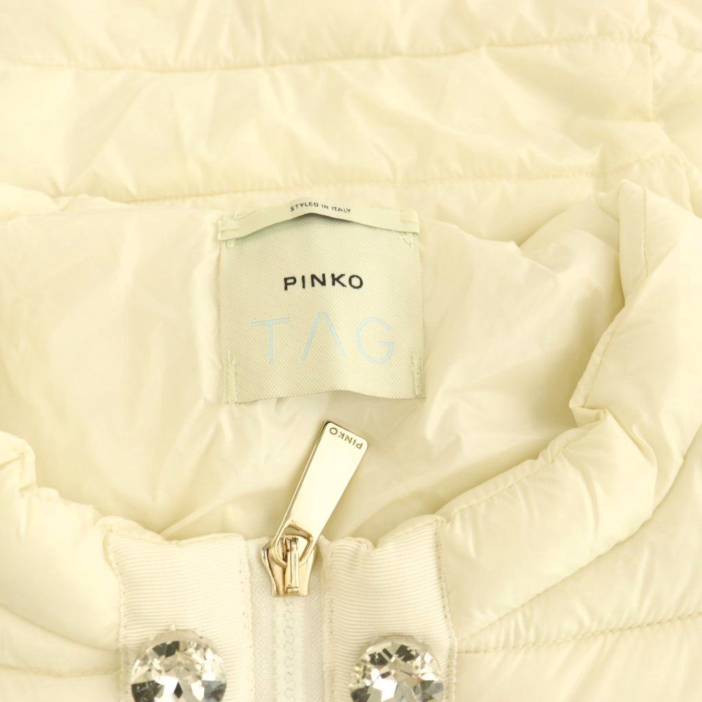 ピンコ PINKO TAG 中綿ジャケット ノーカラー ビジュー I40 オフ 