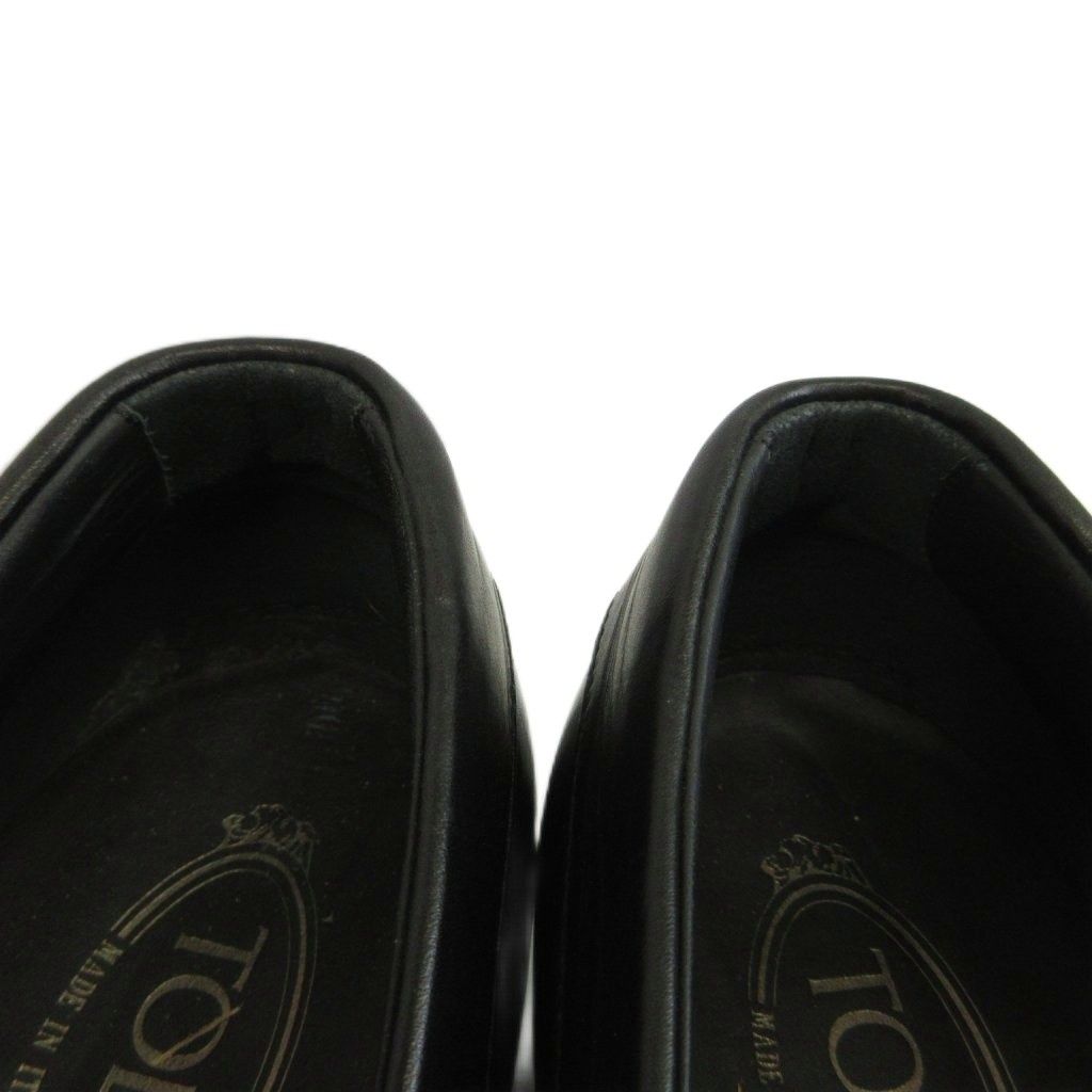トッズ TOD'S ローファー スリッポン レザー ロゴ 9 28cm 黒 ブラック