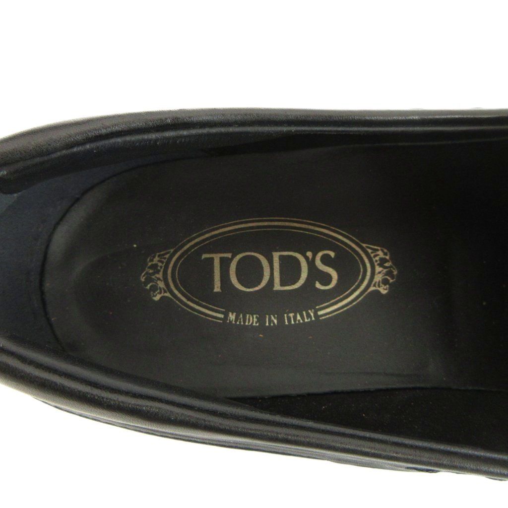トッズ TOD'S ローファー スリッポン レザー ロゴ 9 28cm 黒 ブラック