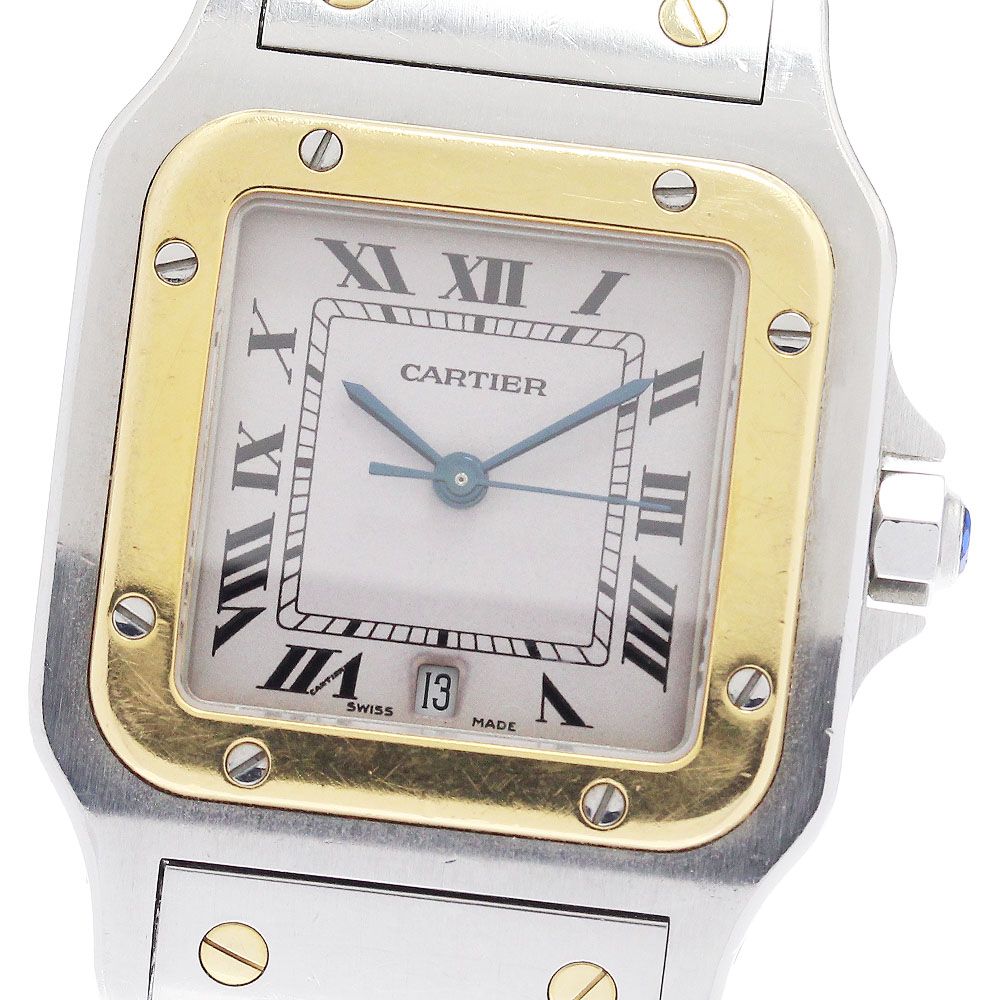カルティエ CARTIER W20011C4 サントスガルベLM デイト YGベゼル クォーツ メンズ _969520