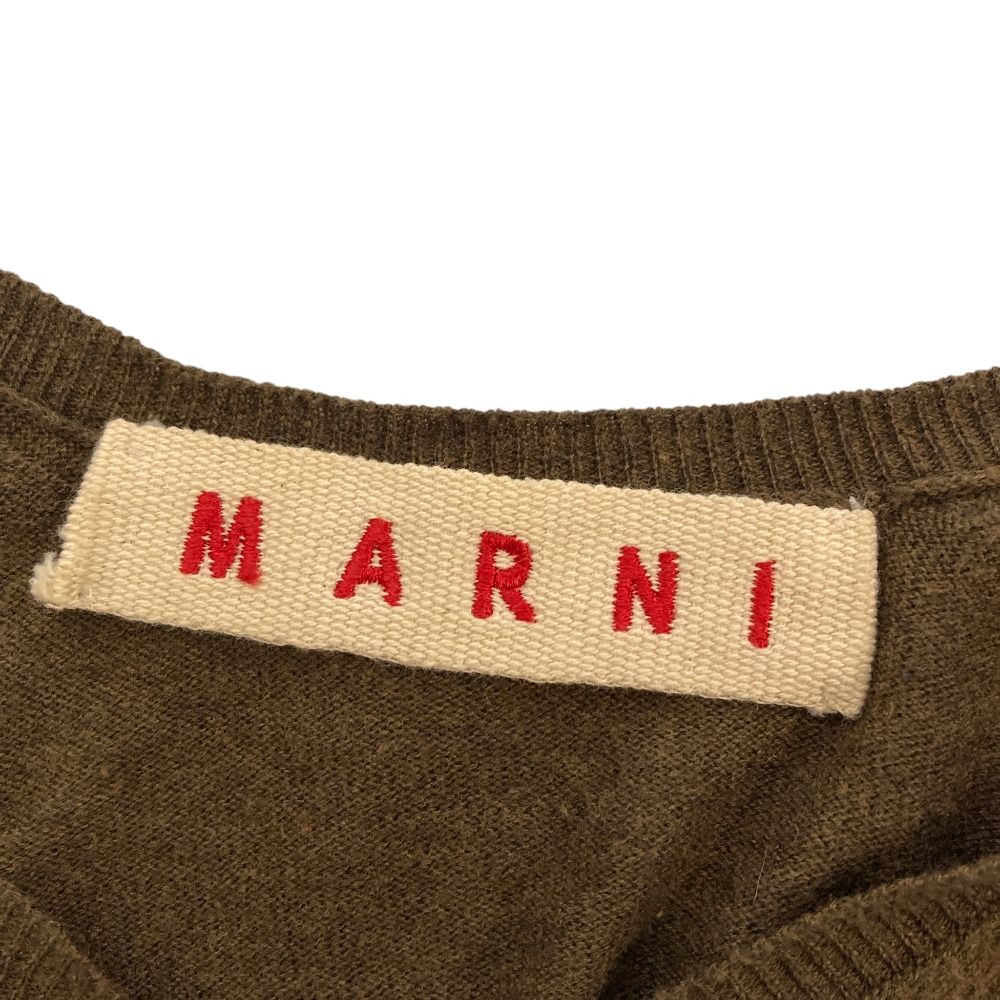 美品 MARNI マルニ Vネック コットンニット カーディガン 40 ブラウン