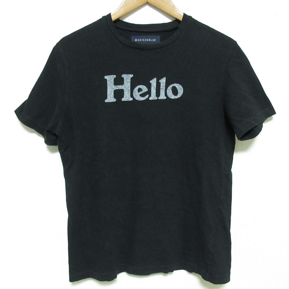 良品 MADISONBLUE マディソンブルー Hello CREW NECK TEE プリントTシャツ MB999-7716 サイズ1 ブラック レディース 古着 中古 USED
