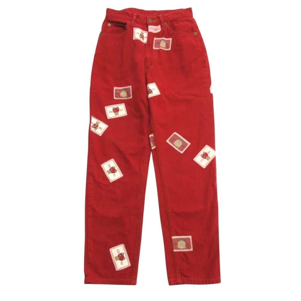 良品 PINK HOUSE ピンクハウス ランダムパッチ デニム パンツ ジーンズ ロゴ ワッペン クマ 90's 00's ヴィンテージ 赤 レッド レディース 古着 中古 USED 6,966円