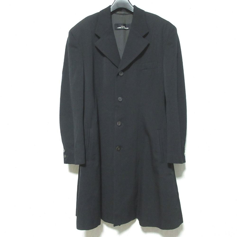 美品 tricot COMME des GARCONS トリココムデギャルソン ヴィンテージ ウールギャバジン コート TJ-050020 ブラック レディース 古着 中古 USED