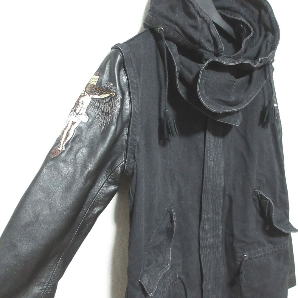 美品 CHRISTIAN DADA クリスチャンダダ 2way レザースリーブ デニム