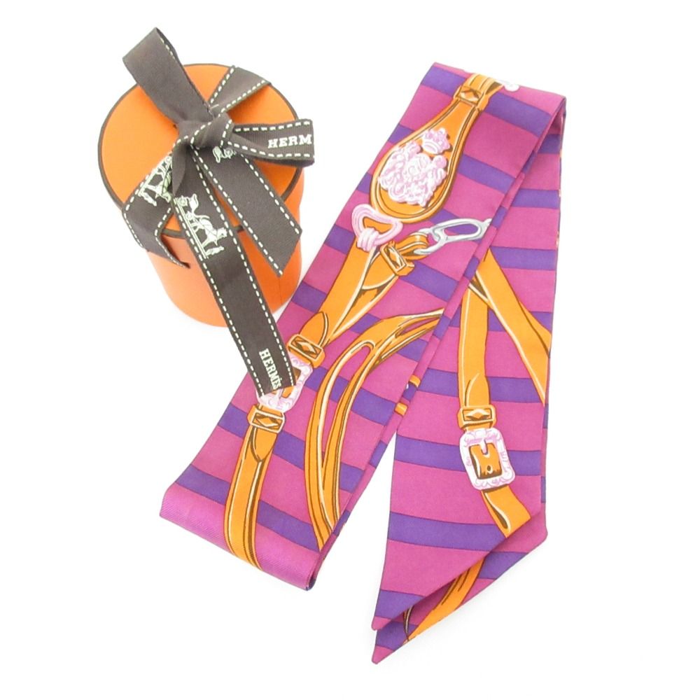 良品 HERMES エルメス Brides De Gala シルク ツイリースカーフ パープル レディース 古着 中古 USED