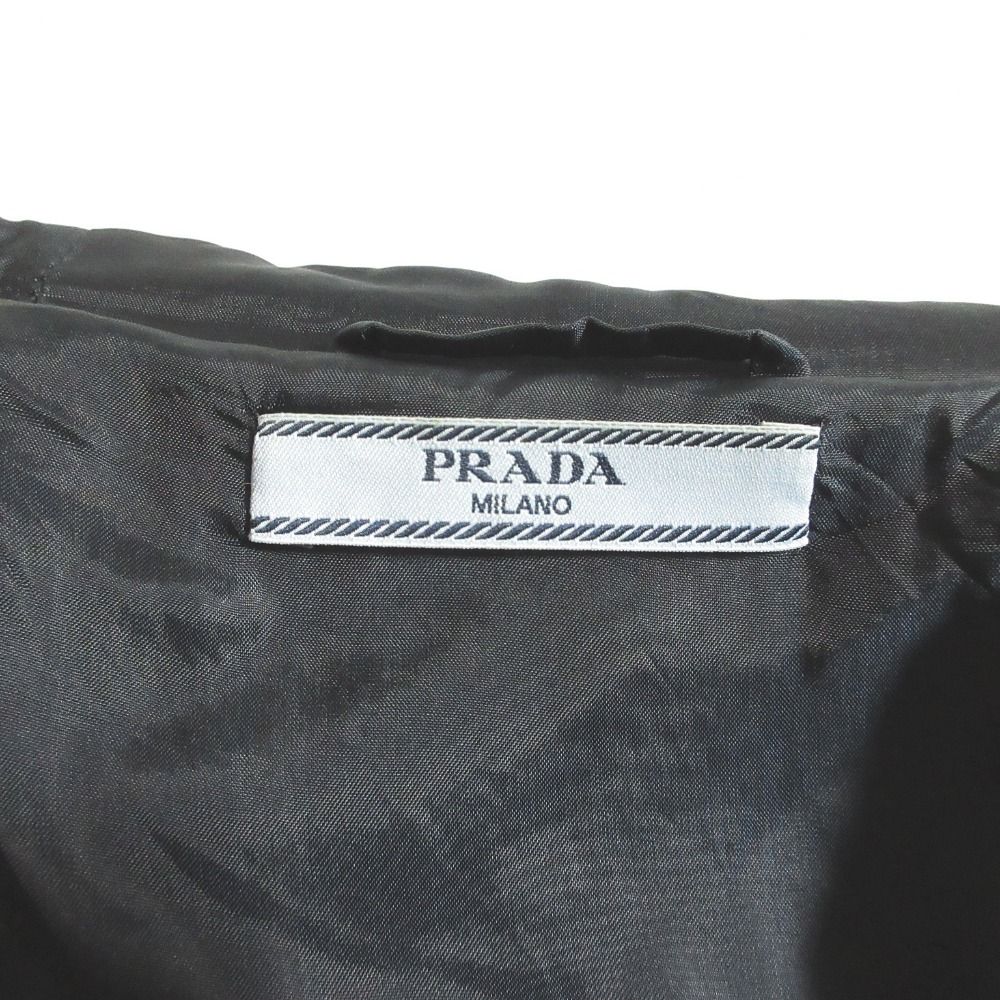 美品 PRADA プラダ ウールカルゼ フーデッドコート サイズ38 グレー