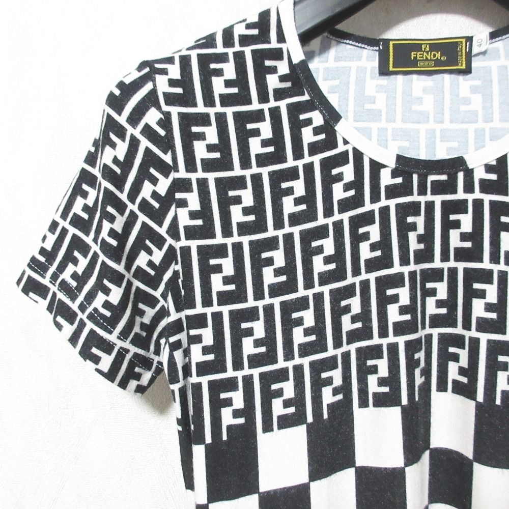 良品 FENDI フェンディ ズッカ ペカン ストライプ チェック ストレッチ 