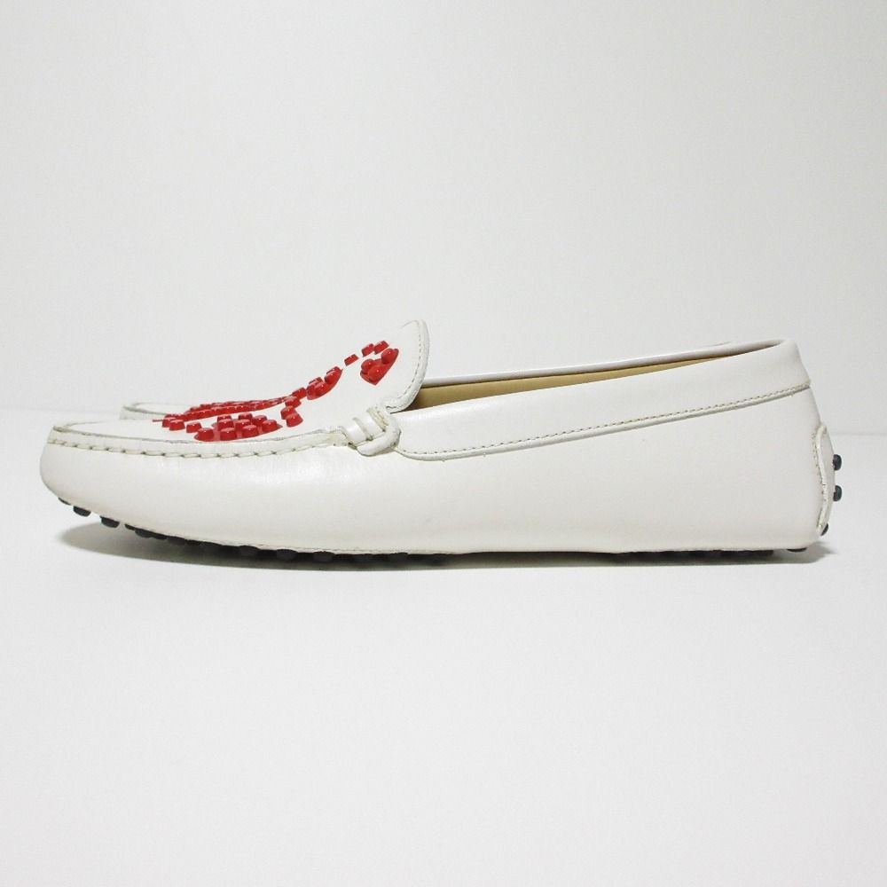 良品 TOD'S トッズ ハートスタッズ レザー ドライビングシューズ