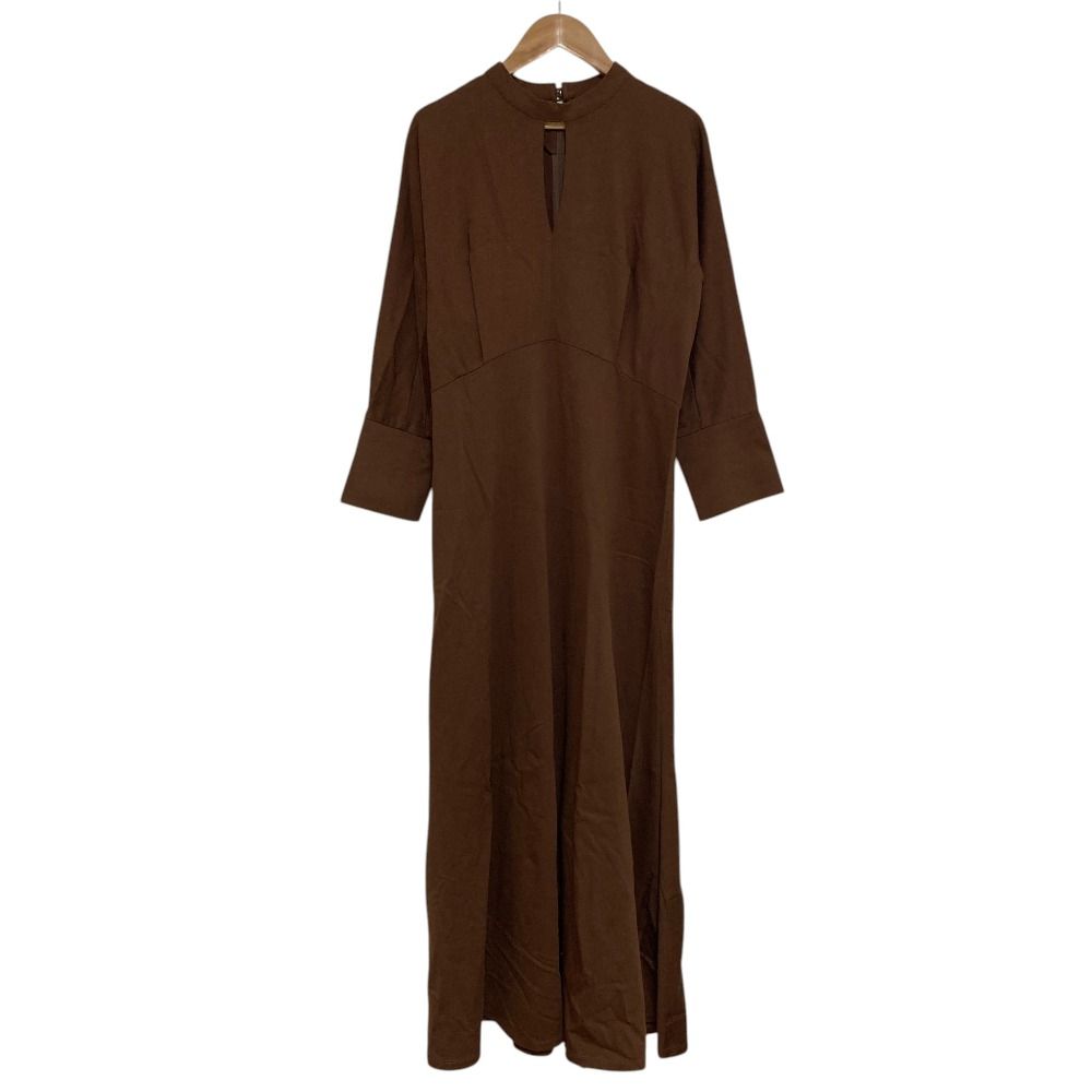 良品 Mame Kurogouchi マメクロゴウチ Cotton Jersey Dress ロングスリーブ ジャージーワンピース MM21PF-JS721 サイズ3 ブラウン レディース 古着 中古 USED