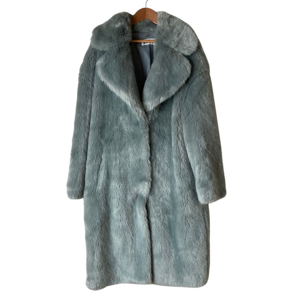 美品 jakke ジャッキー フェイクファーコート 36 ブルー レディース
