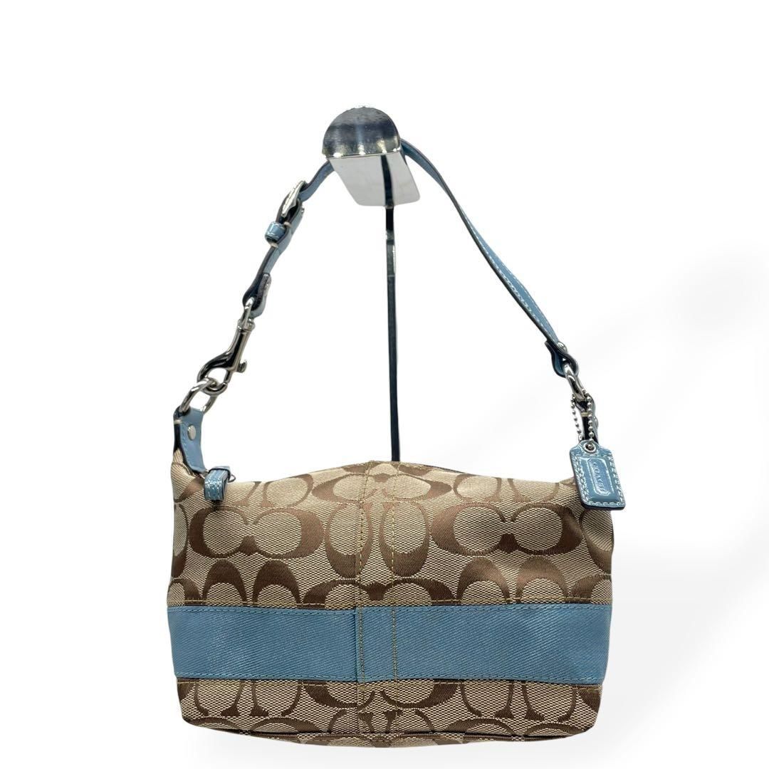 未使用級　COACH コーチ　ハンドバッグ　肩掛け　キャンバス　レザー　ブルー