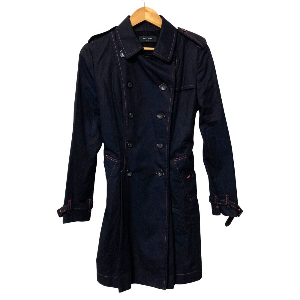ポール・スミス コレクション　トレンチコート（美品）ブラック　正規品 良品 Paul Smith BLACK ポールスミスブラック ピンクステッチ トレンチ