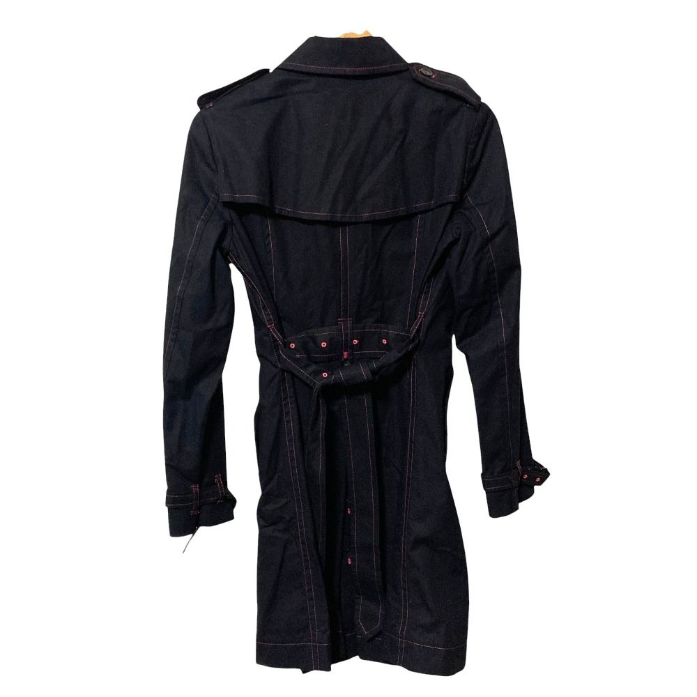 ポールスミス フェザー柄 トレンチコート 17AW 黒 S 良品 Paul Smith BLACK ポールスミスブラック ピンクステッチ トレンチ
