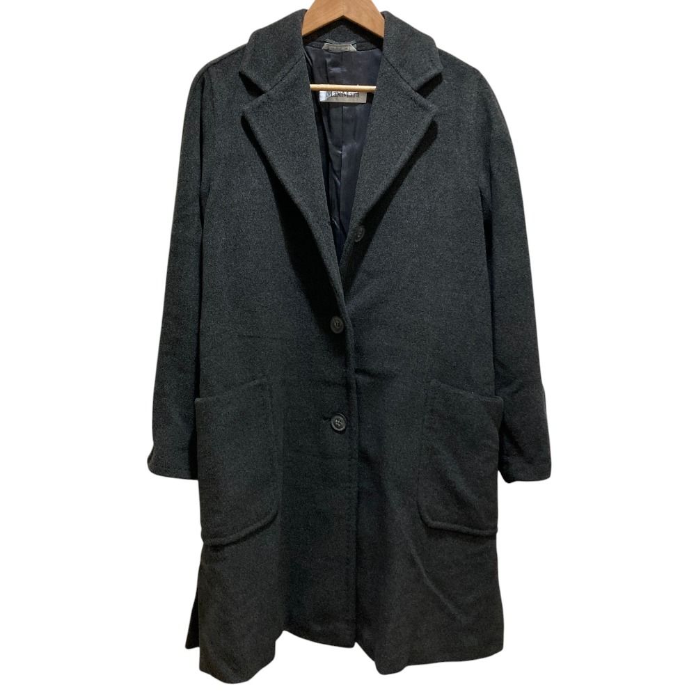 美品 MaxMara マックスマーラ カシミヤブレンド ウール オーバー チェスターコート サイズ38 グレー レディース 古着 中古 USED