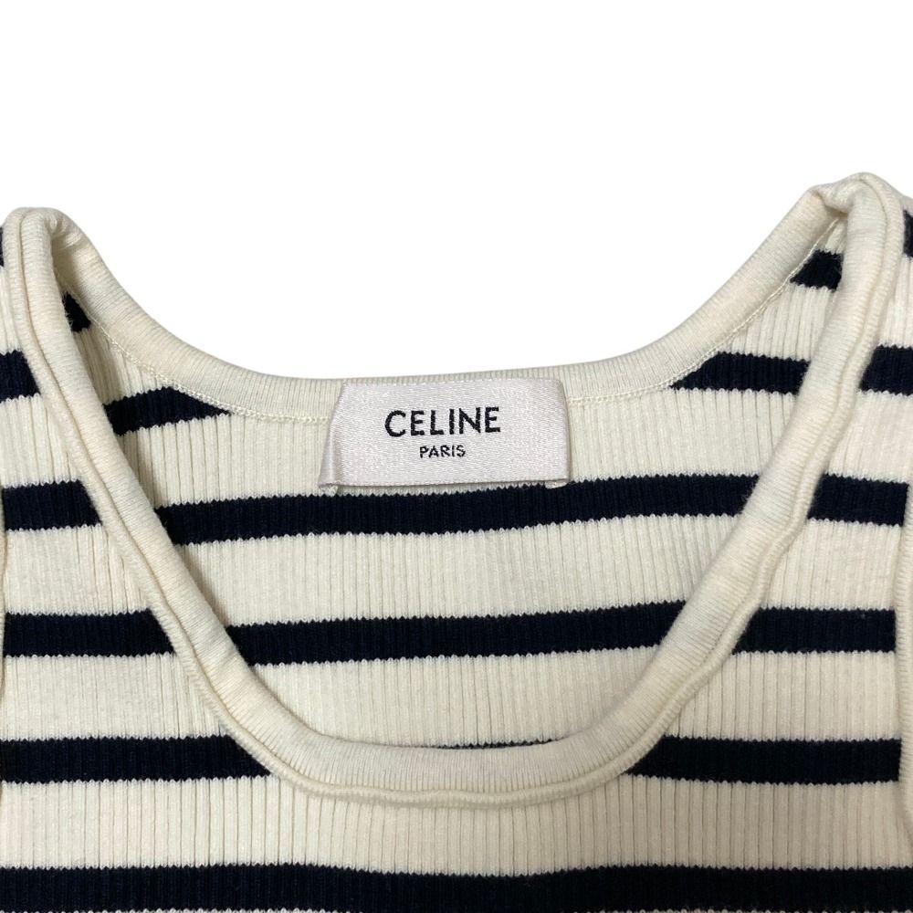 良品 CELINE セリーヌ ボーダー クロップドタンクトップ 2A22O372N