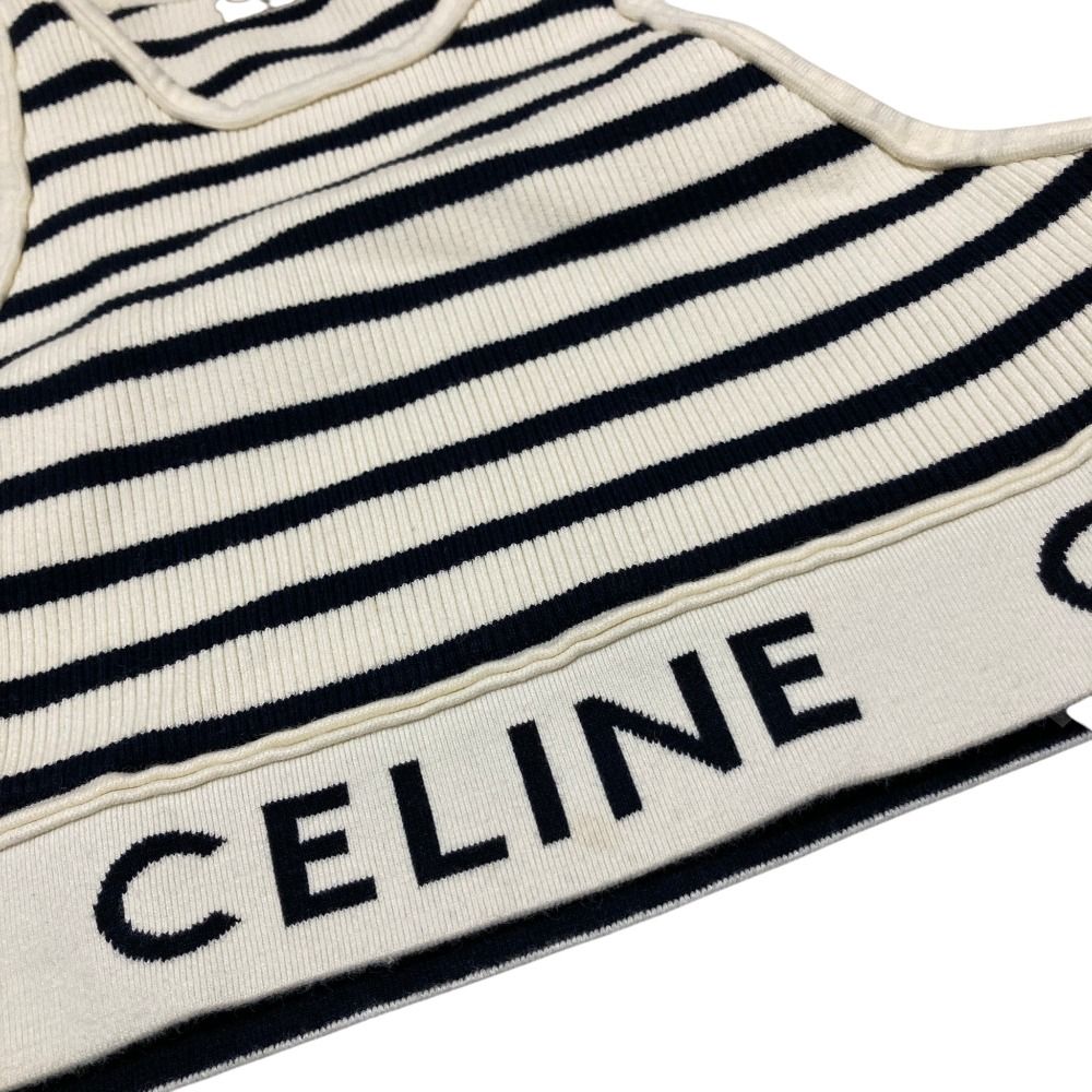 良品 CELINE セリーヌ ボーダー クロップドタンクトップ 2A22O372N