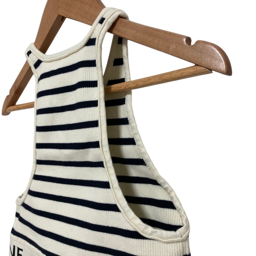 良品 CELINE セリーヌ ボーダー クロップドタンクトップ 2A22O372N
