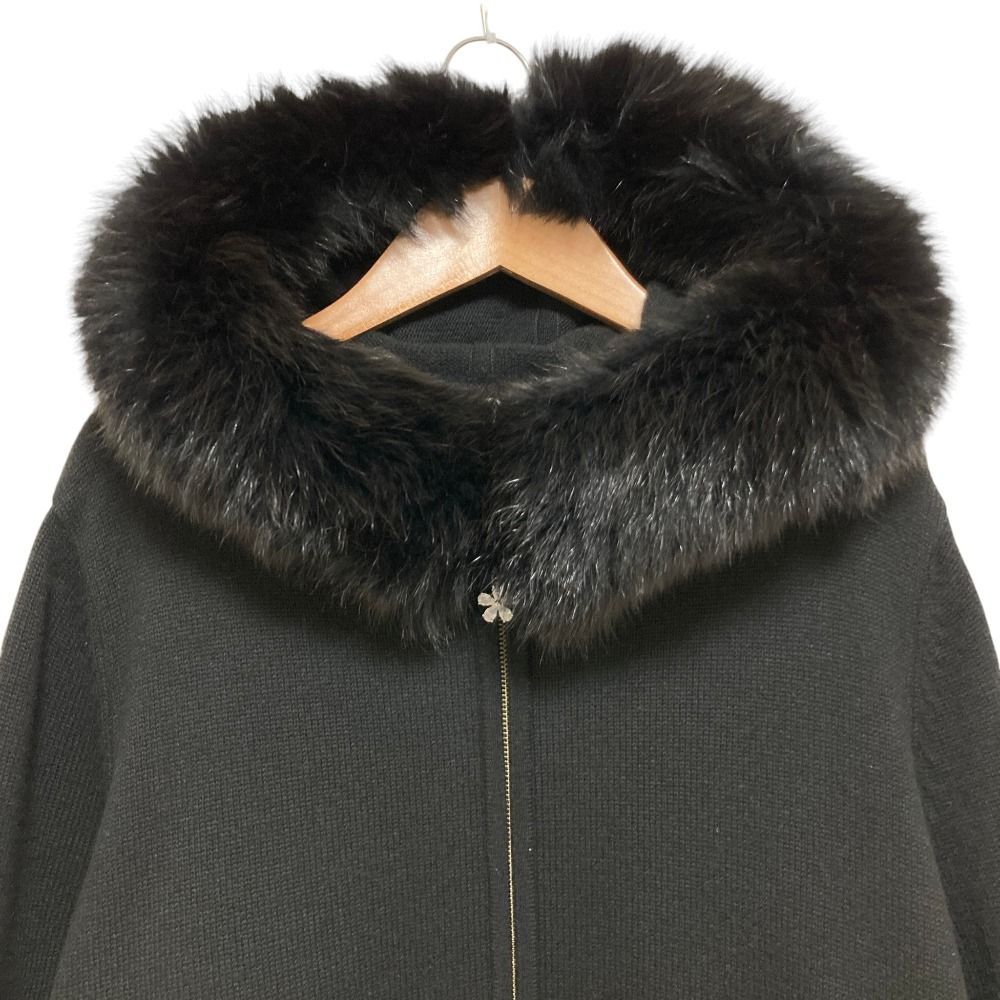 美品 Rene ルネ フォックスファー カシミヤ フーデッドニットコート