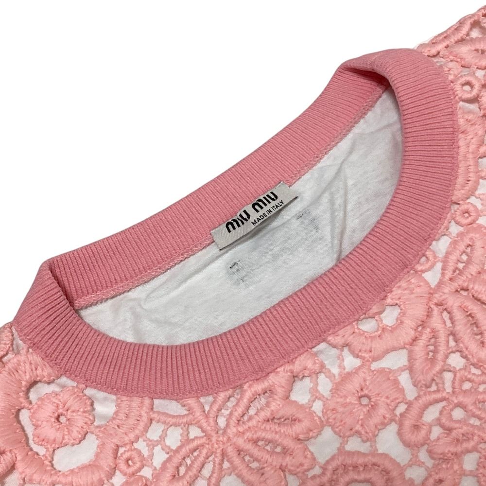 MIU MIU ピンク ノースリーブ チュニック 美品 miu miu ミュウミュウ フラワーレース ノースリーブ チュニック