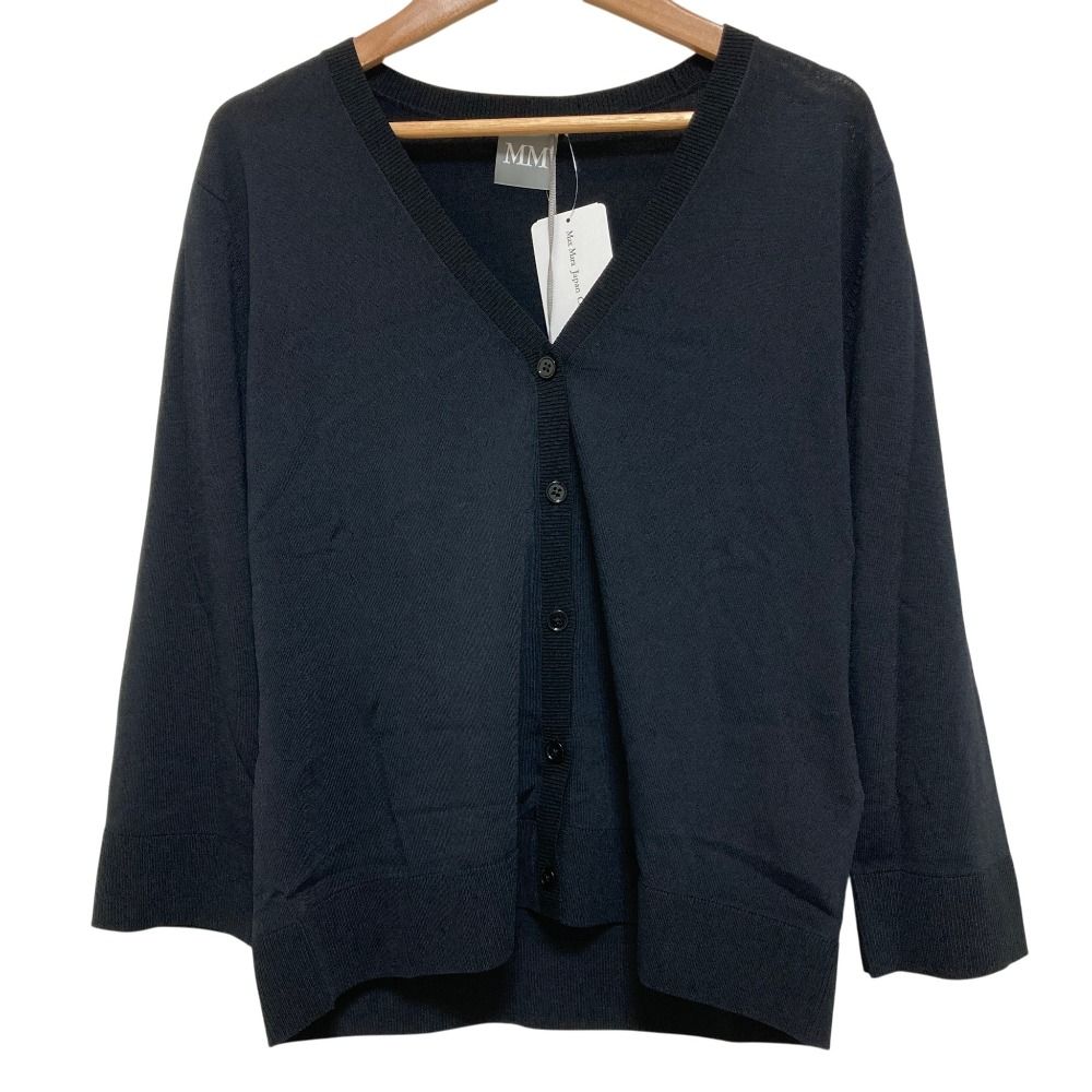 未使用 26SS MM by MaxMara エムエムバイマックスマーラ MMLSTEMMA Vネック レーヨン ニットカーディガン サイズL ブラック レディース 古着 中古 USED