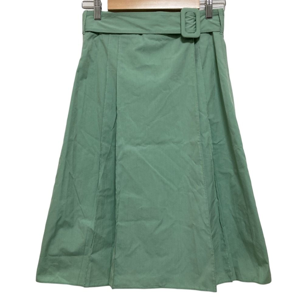 美品 Loro piana ロロピアーナ コットンシルク ベルテッド ボックスプリーツスカート FAI6265 サイズ40 ライトグリーン レディース 古着 中古 USED