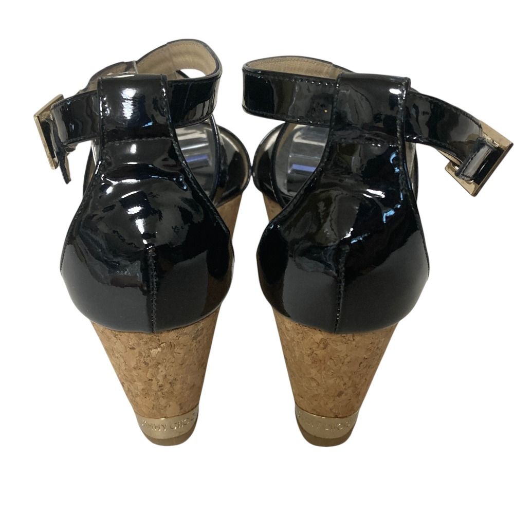 【新品未使用】JIMMY CHOO ジミーチュウ パテント サンダル 37 黒 新品同様 JIMMY CHOO ジミーチュウ Poltia クロスストラップ パテント