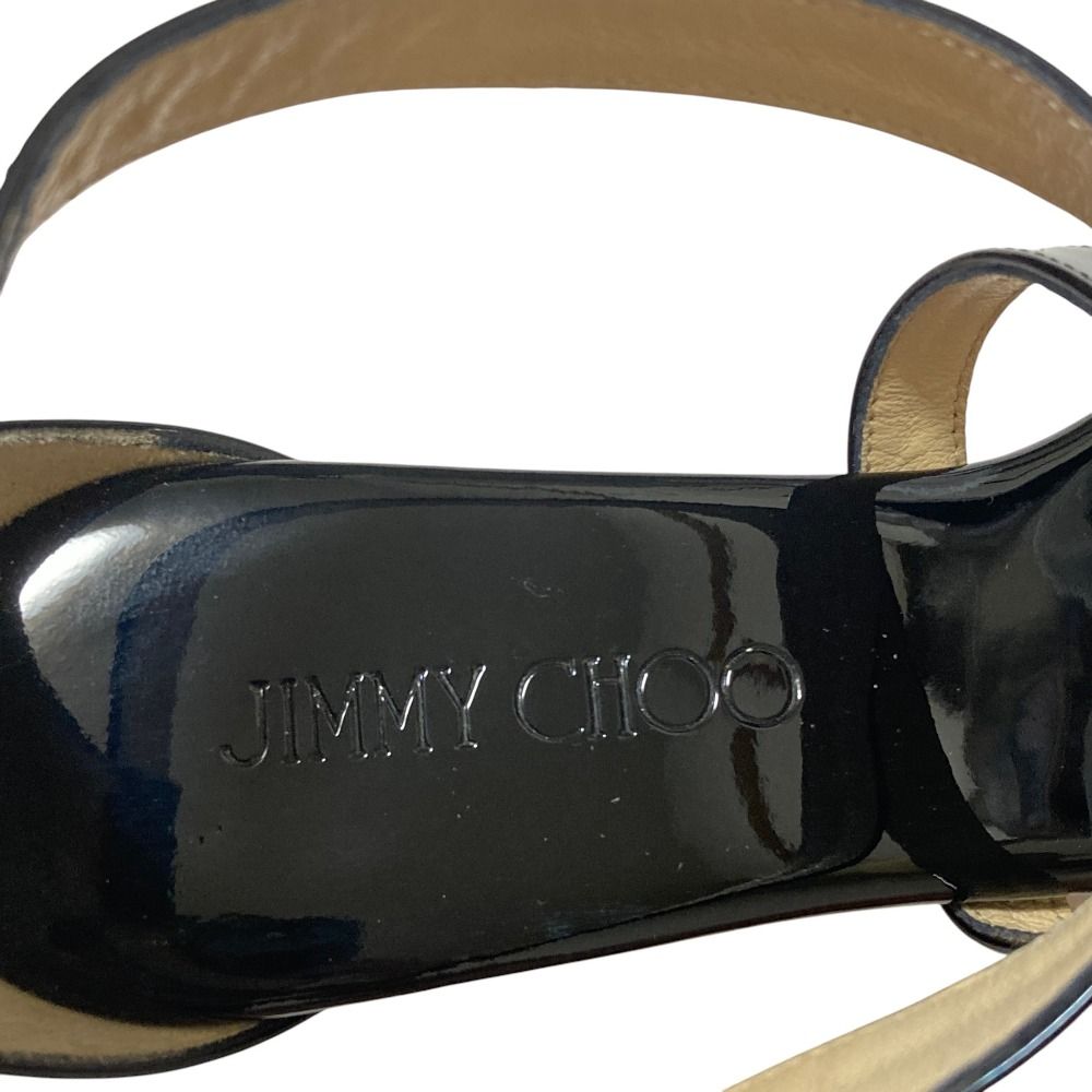 新品同様 JIMMY CHOO ジミーチュウ Poltia クロスストラップ パテント