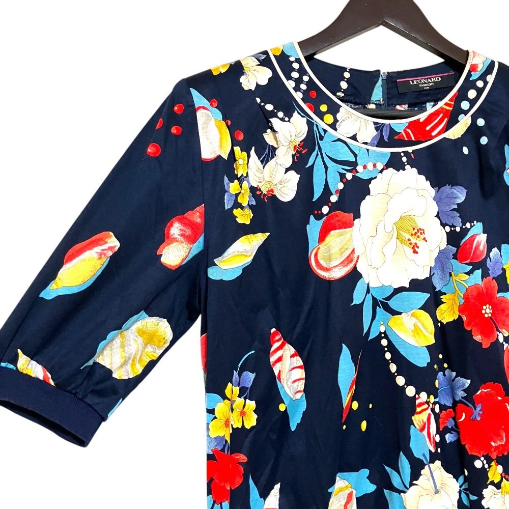 美品　LEONARD フラワープリントトップス　大きいサイズ　LLsize 美品 LEONARD FASHION レオナールファッション フラワープリント