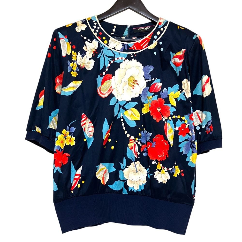 美品　LEONARD フラワープリントトップス　大きいサイズ　LLsize 美品 LEONARD FASHION レオナールファッション フラワープリント
