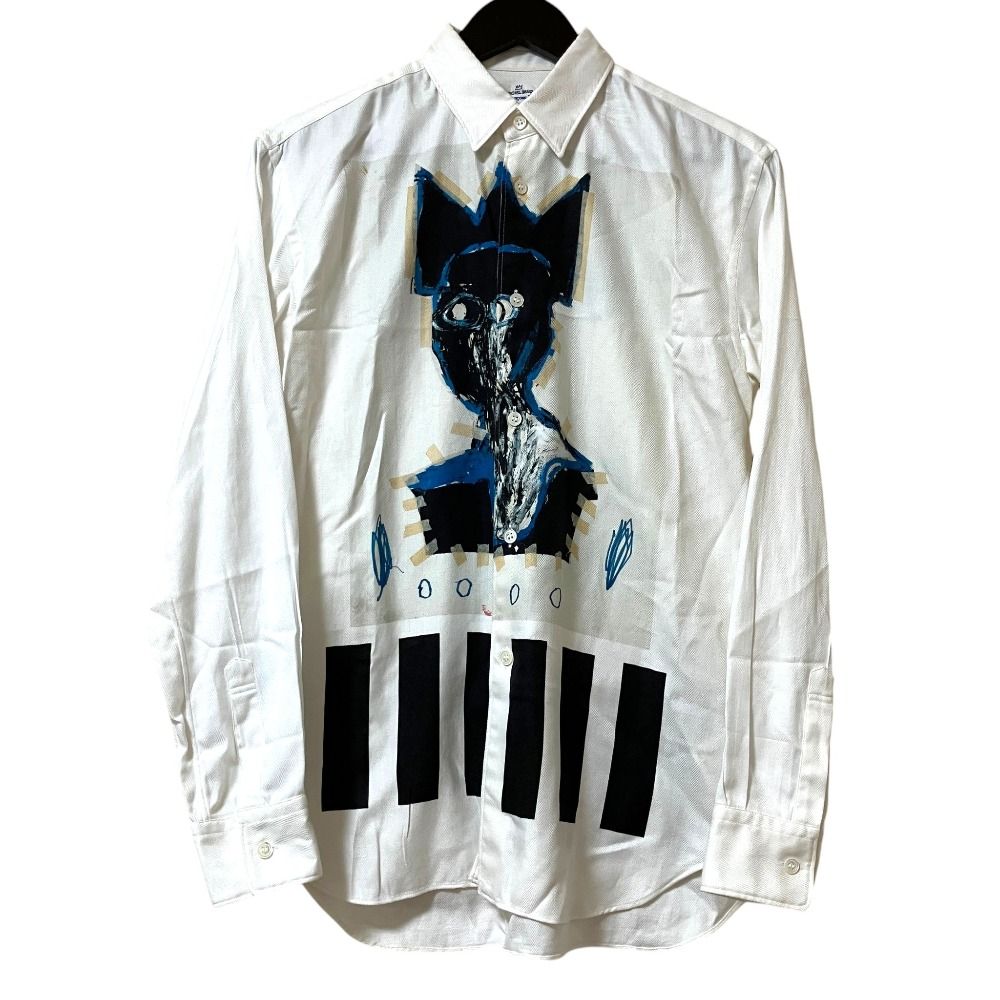 美品 COMME des GARCONS SHIRT コムデギャルソンシャツ ロングスリーブ バスキアシャツ XSサイズ ホワイト メンズ 古着 中古 USED