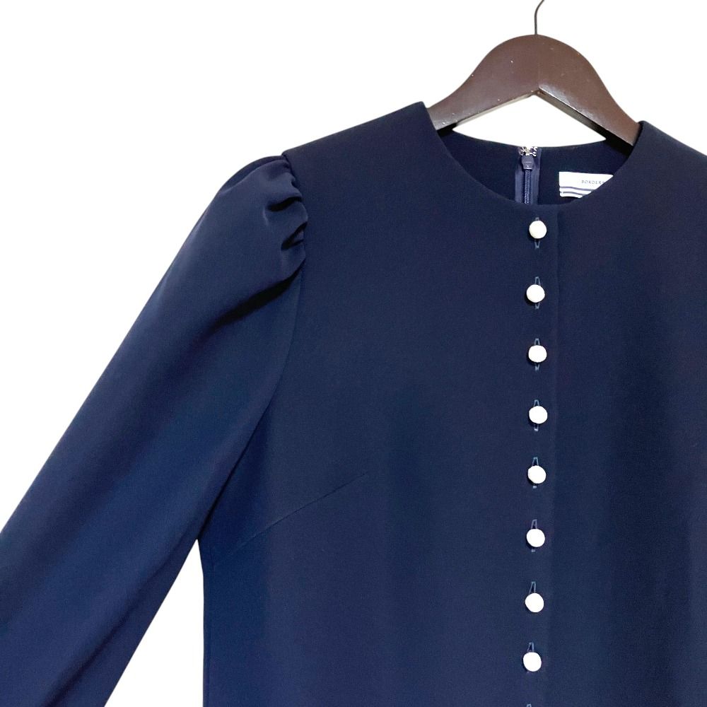 BORDERS at BALCONY ネイビー ブラウス サイズ38 美品 BORDERS at BALCONY ボーダーズアットバルコニー BUTTONED TWILL