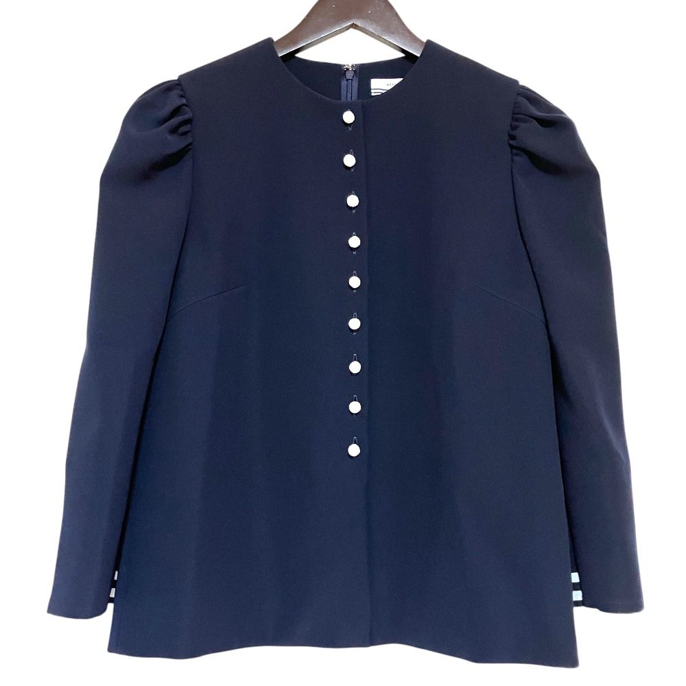 BORDERS at BALCONY ネイビー ブラウス サイズ38 美品 BORDERS at BALCONY ボーダーズアットバルコニー BUTTONED TWILL