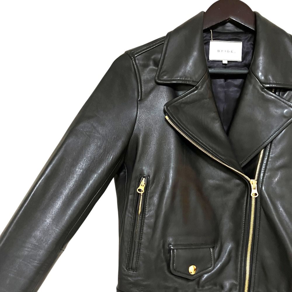 美品 BEIGE ベイジ ラムレザー ダブル ライダースジャケット サイズ4
