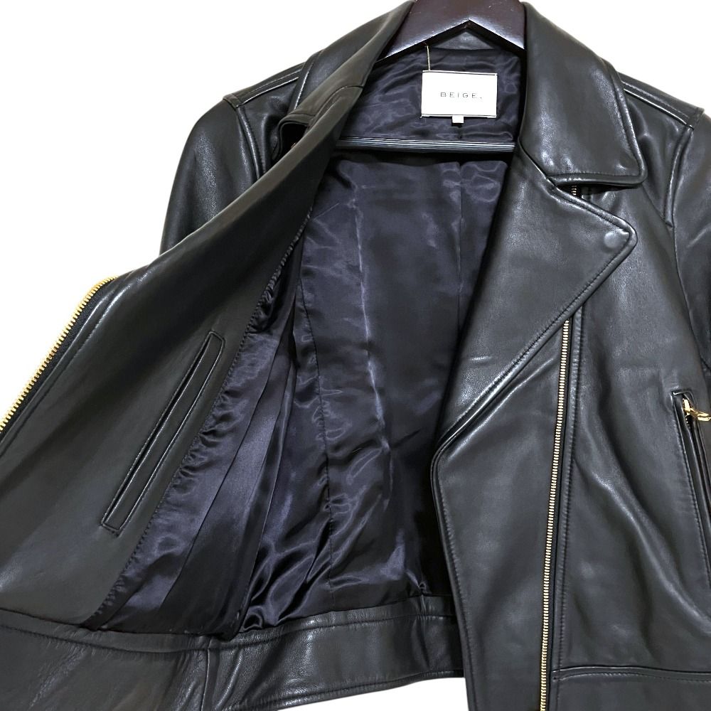 美品 BEIGE ベイジ ラムレザー ダブル ライダースジャケット サイズ4