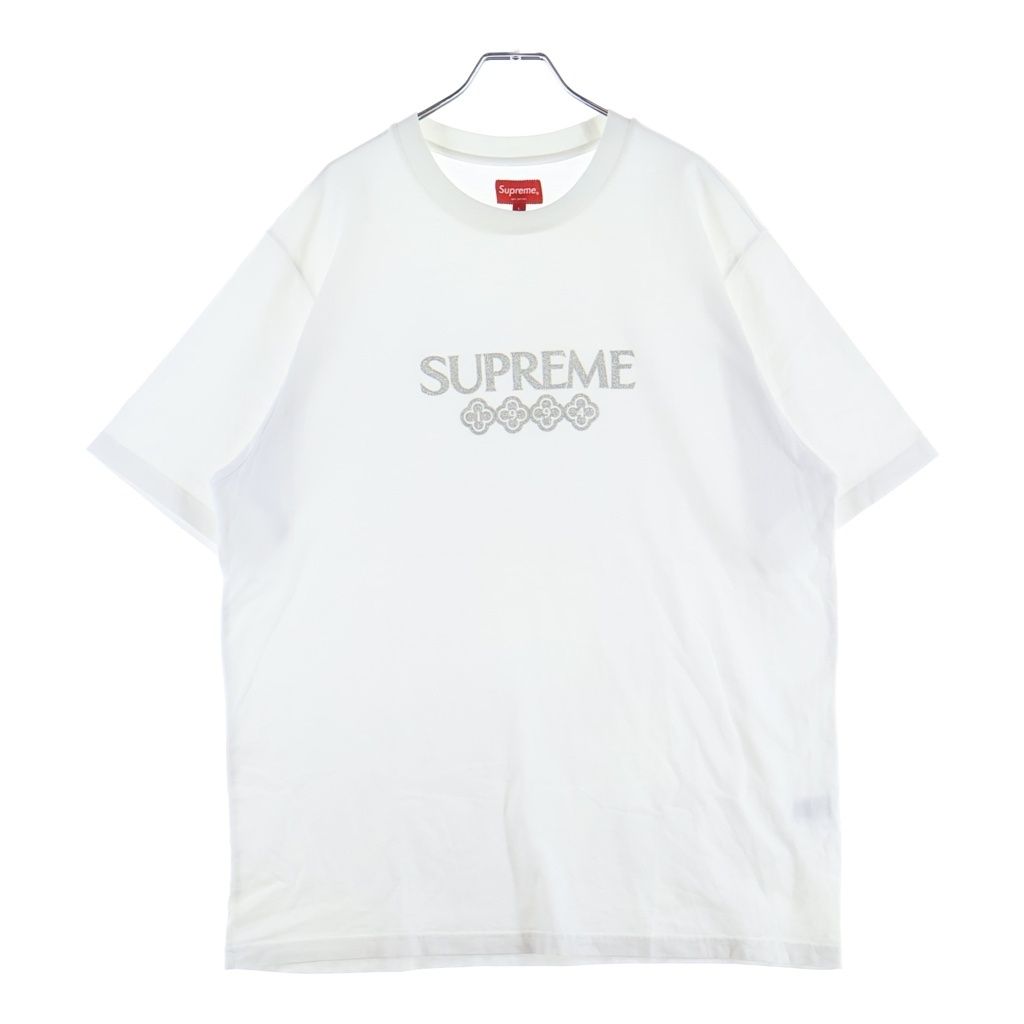 SUPREME (シュプリーム) 21AW GLITTER S/S TOP グリッター クルーネック半袖Tシャツ カットソー ホワイト