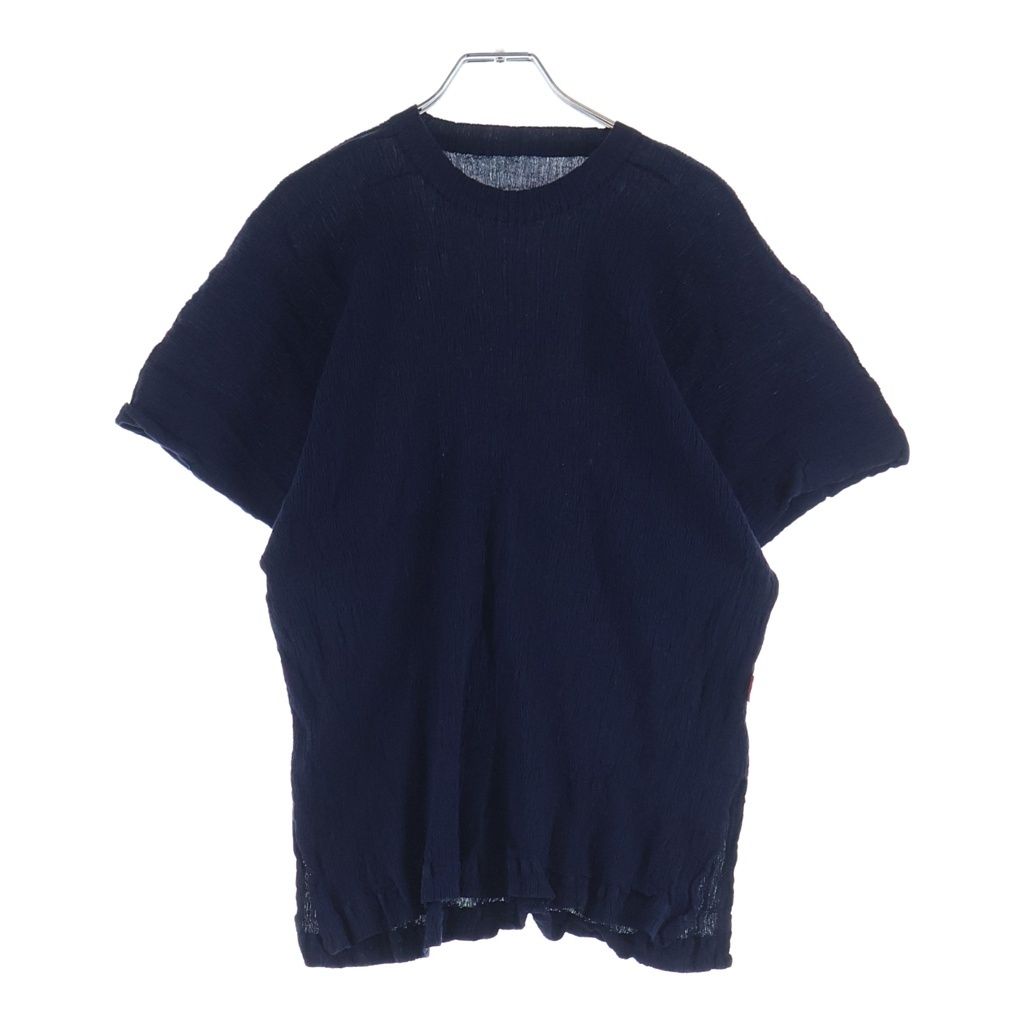 NO BRAND (ノーブランド) HaaT(ハート) KYO CHIJIMI BASIC シワ加工 半袖ブラウス レディース ネイビー HA55FJ014