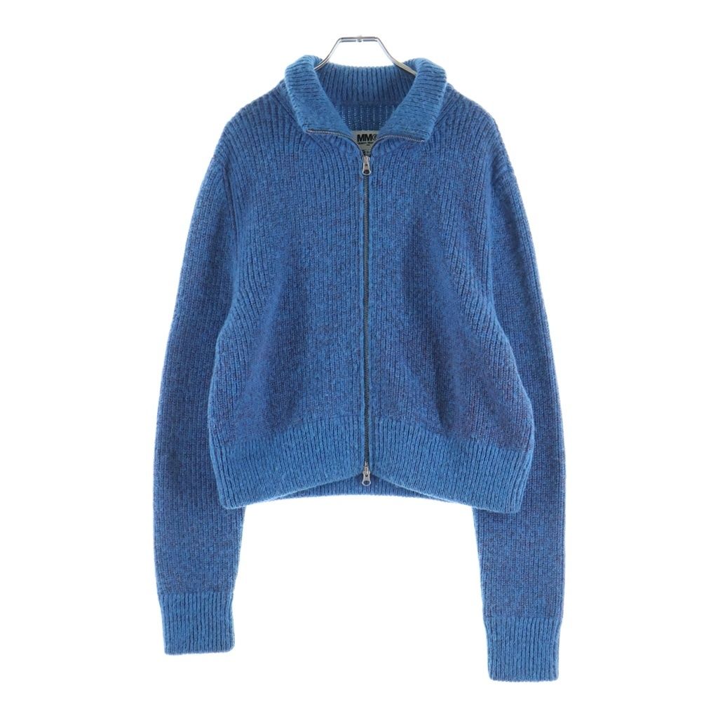 MM6 Maison Margiela (エムエムシックスメゾンマルジェラ) 22AW ZIP SWEATER ダブルジップ ハイネック ドライバーズニット セーター レディース ブルー S52GP0119