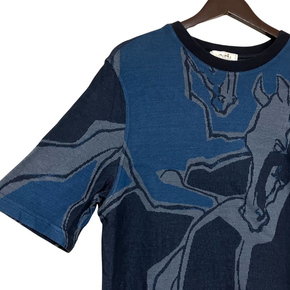 HERMES エルメス H総柄 ジャガード 半袖 ニット Tシャツ ヴィンテージ 美品 HERMES エルメス Dance of Horses Light ジャガード 半袖 ニット