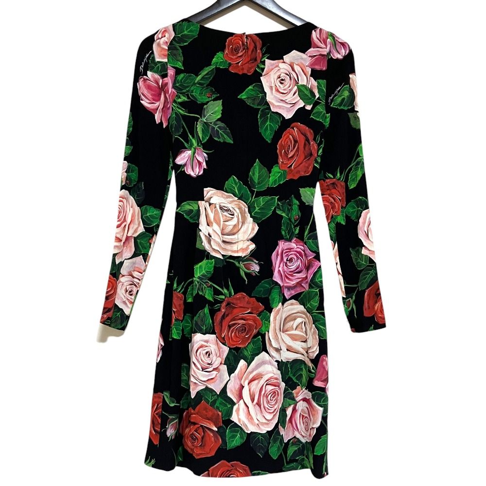 美品 DOLCE&GABBANA ドルチェアンドガッバーナ ローズプリント シルク