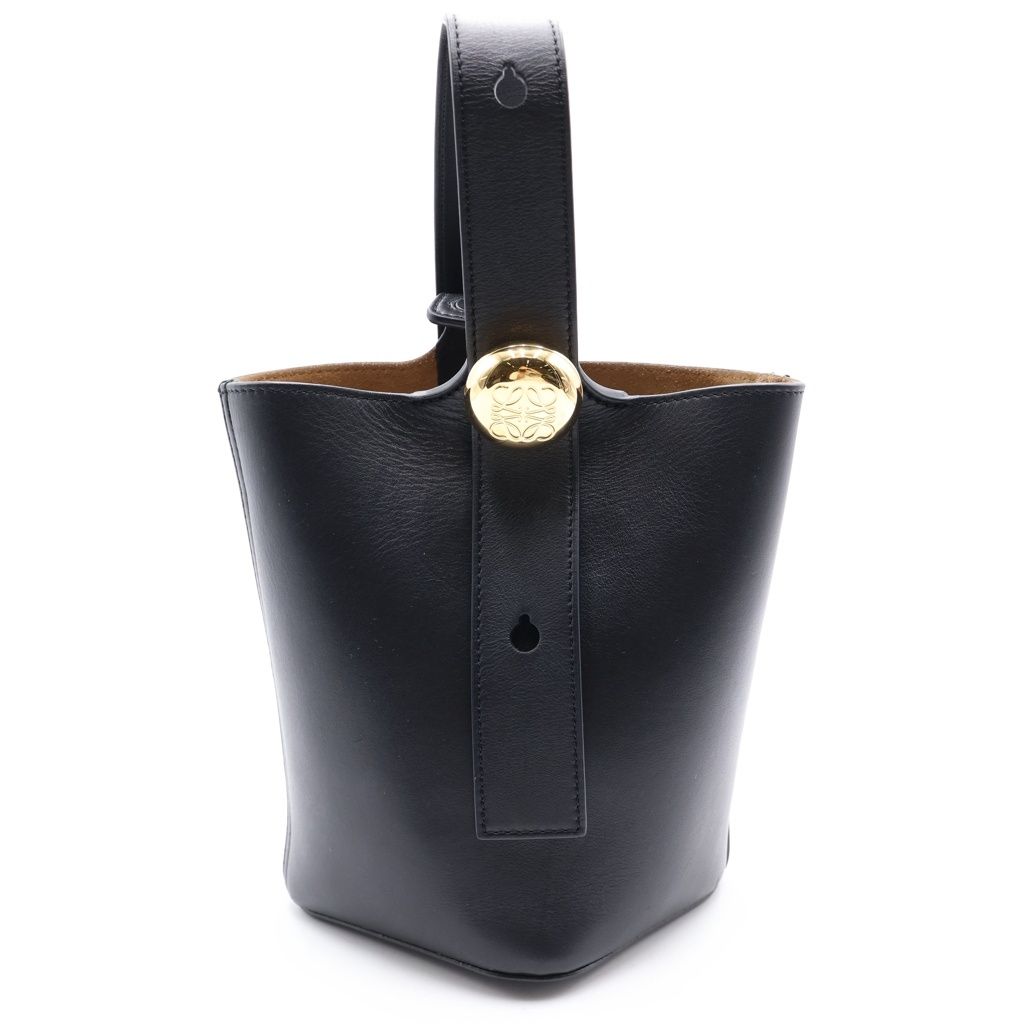 LOEWE (ロエベ) ペブル バケットバッグミニ レザー ゴールド金具 2WAY ハンドバッグ ショルダーバッグ ブラック AANBBBMX01
