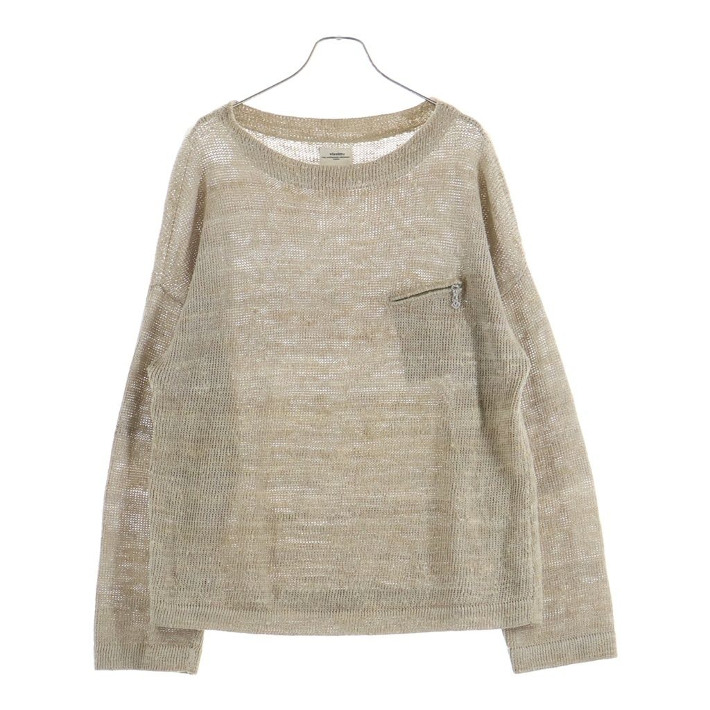 VISVIM (ヴィスヴィム) 21SS MARIE BOAT NECK L/S ポケットデザイン クルーネック プルオーバー 長袖ニット セーター ベージュ 0121105012002 28,828円