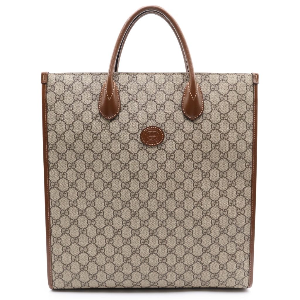 GUCCI (グッチ) インターロッキングG トートバック 2way ショルダーバックキャンバス ブラウン 674155