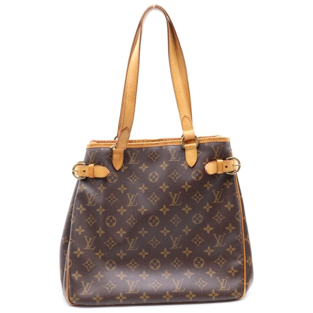 LOUIS VUITTON (ルイヴィトン) モノグラム バティニョールヴェルティカル ハンドバッグ ミニトートバッグ ブラウン レザー×PVC M51153 ゴールド金具