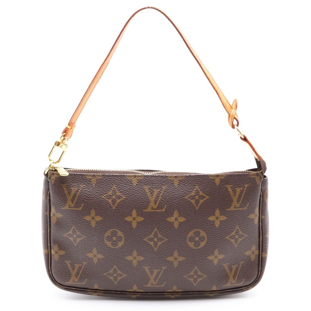 LOUIS VUITTON (ルイヴィトン) モノグラム ポシェット・アクセソワール PVC レザー ゴールド金具 ハンドバッグ ポーチ ブラウン M51980