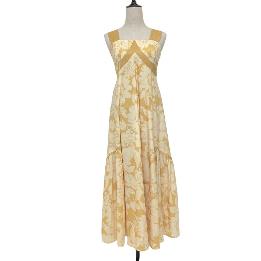 美品 Her lip to ハーリップトゥ Mallorca Back Ribbon Floral Dress ドレス ワンピース 1242305148 サイズS イエロー レディース 古着 中古 USED