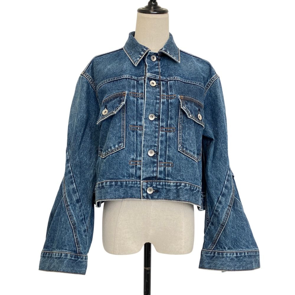 Sacaiデニムジャケット 美品 sacai サカイ フレアスリーブ クロップドデニムジャケット 23